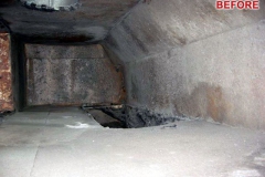 Dirty supply plenum with mold before air duct cleaning