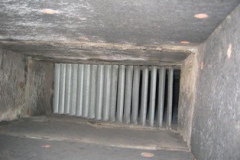 Turning Vane inside supply ductwork with visible mold – “Before”